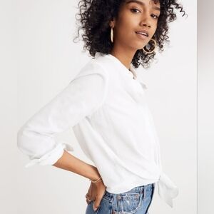 Madewell White Tie-Front Shirt